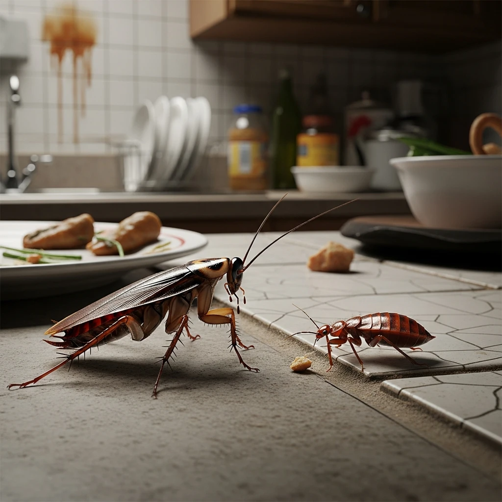cockroach and bed bug in Kitchen