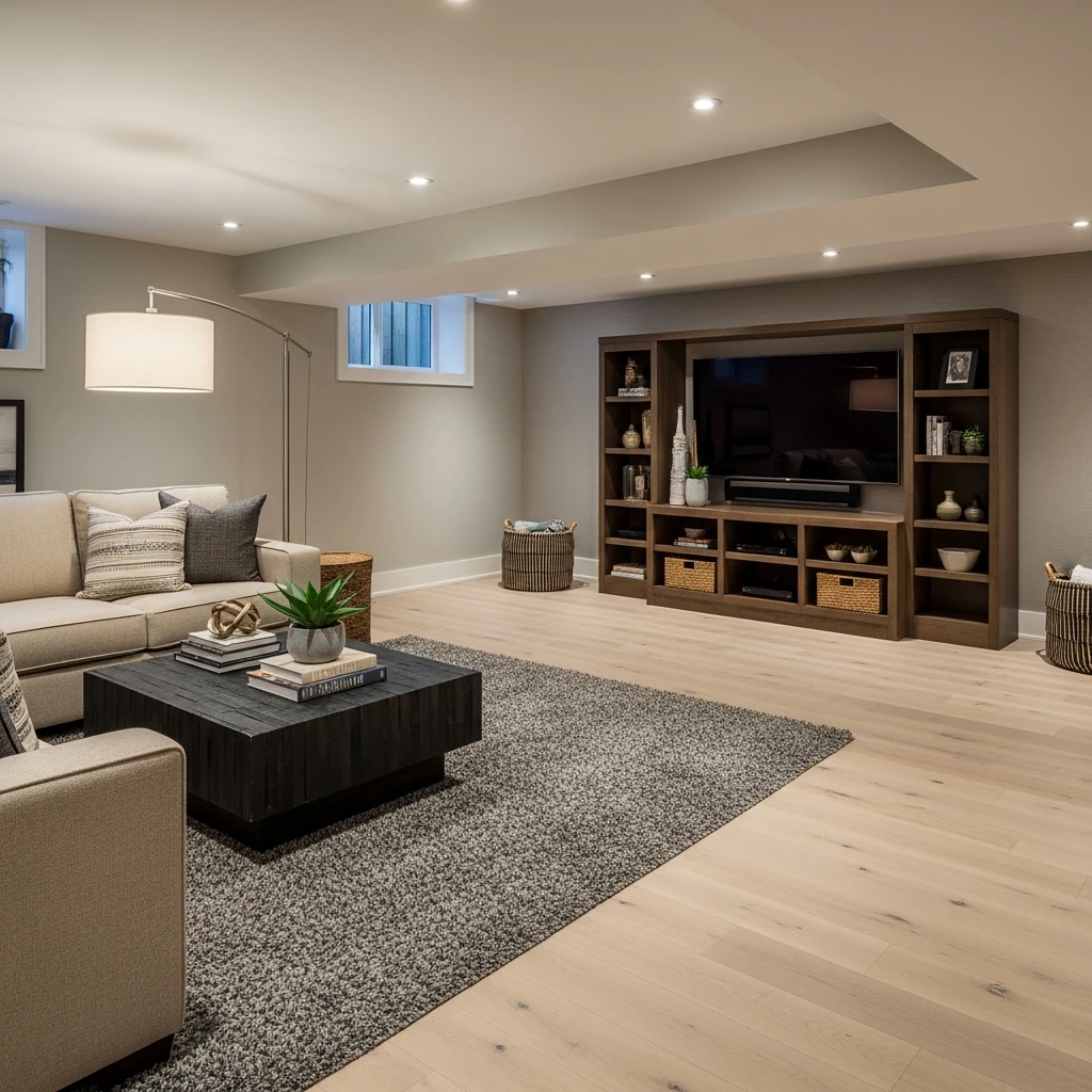 Living room wooden floor of smartcore and pergo