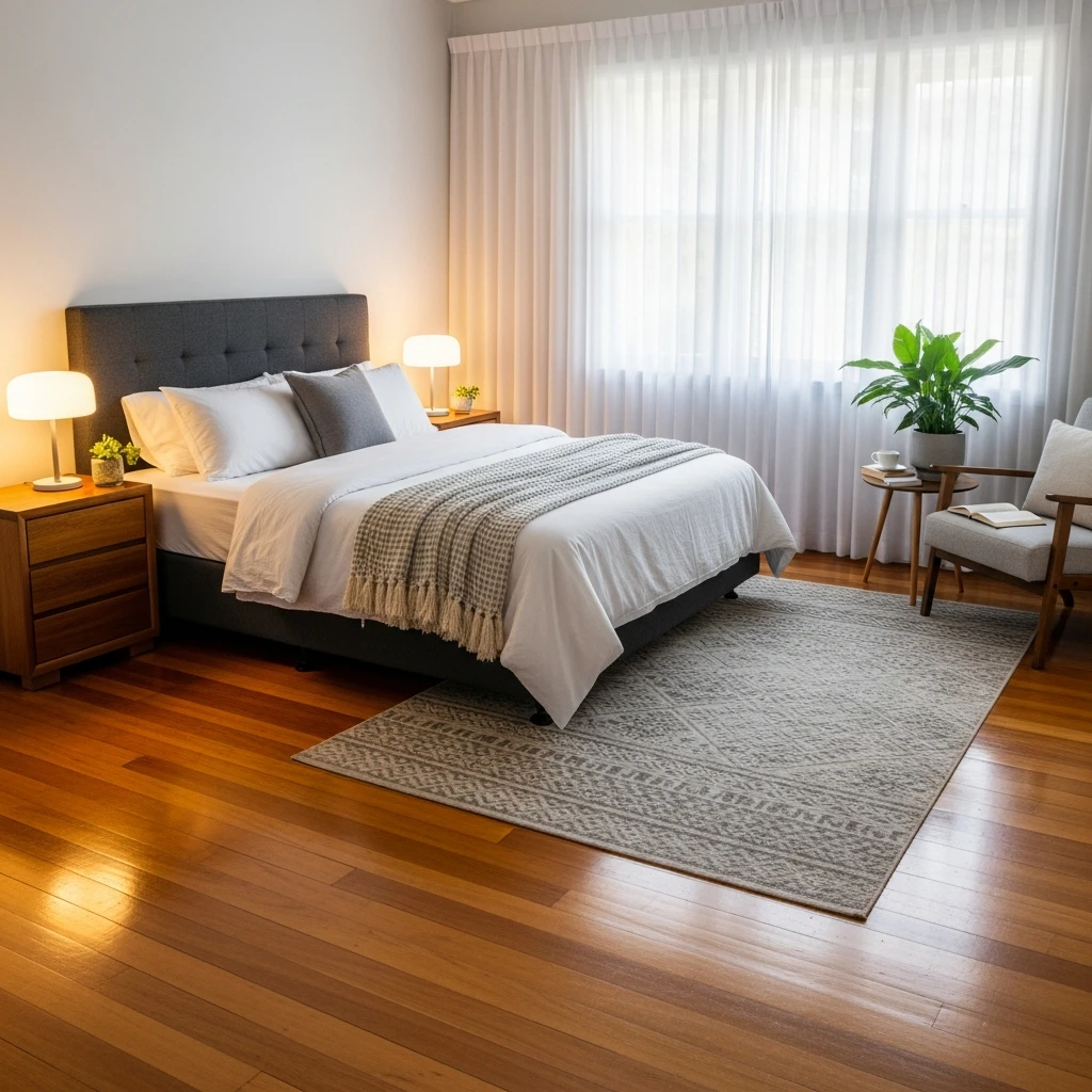 bedroom room wooden floor of smartcore and pergo
