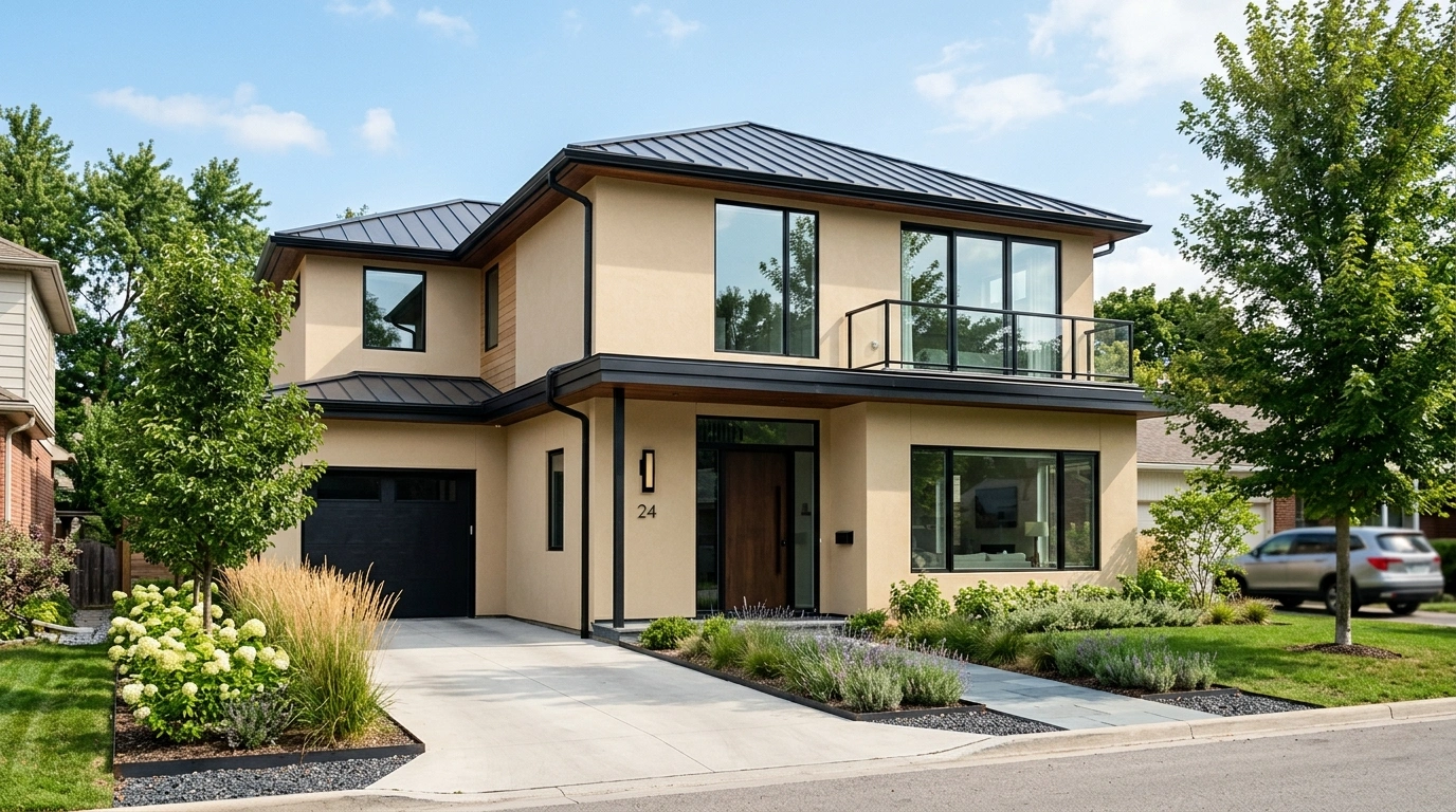 A Tan House with Minimal  Black