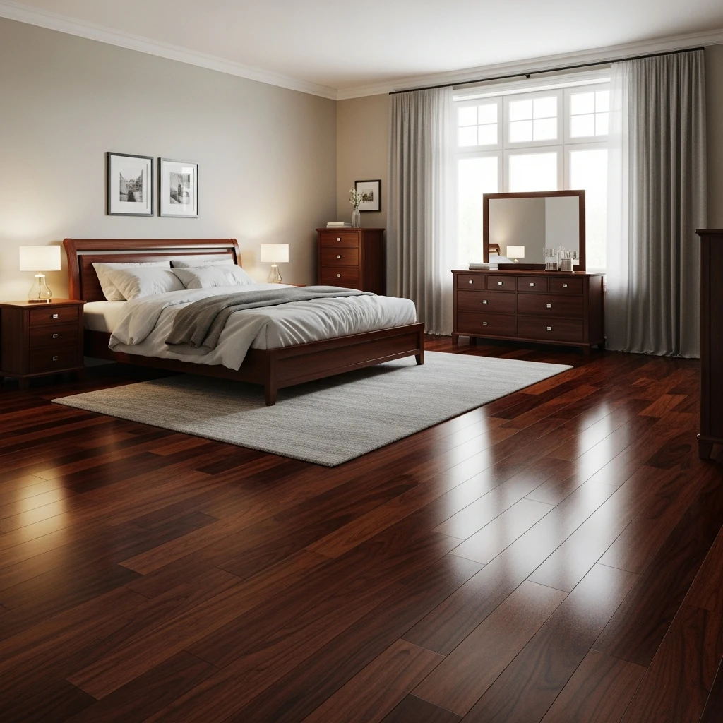 Classic Mahogany dark wood flooring Bedroom