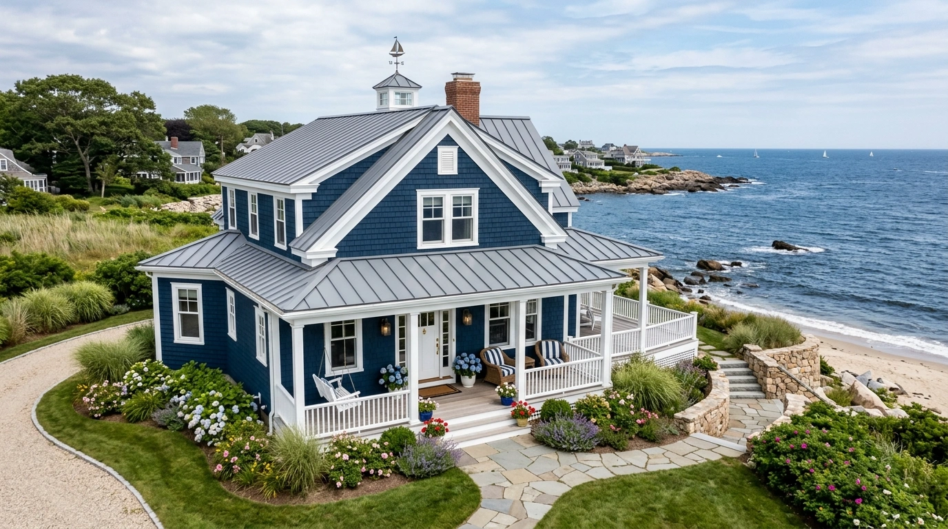 Dark Blue House with Coastal Style