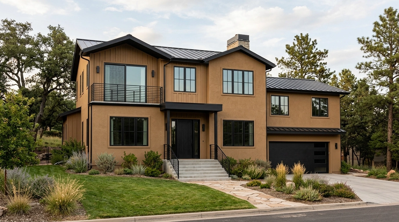 Deep Tan House with Black Trim