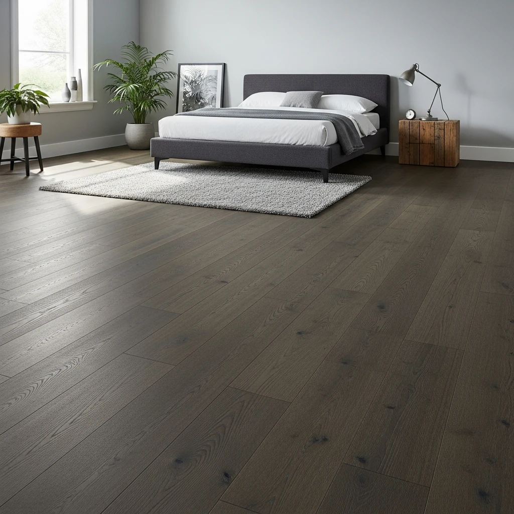 Grey Brown Ash Darkwood flooring Bedroom