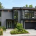 modern grey house with black trim