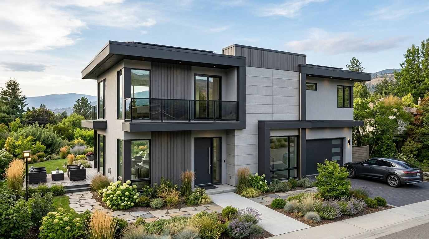 Modern Grey House with Charcoal Trim