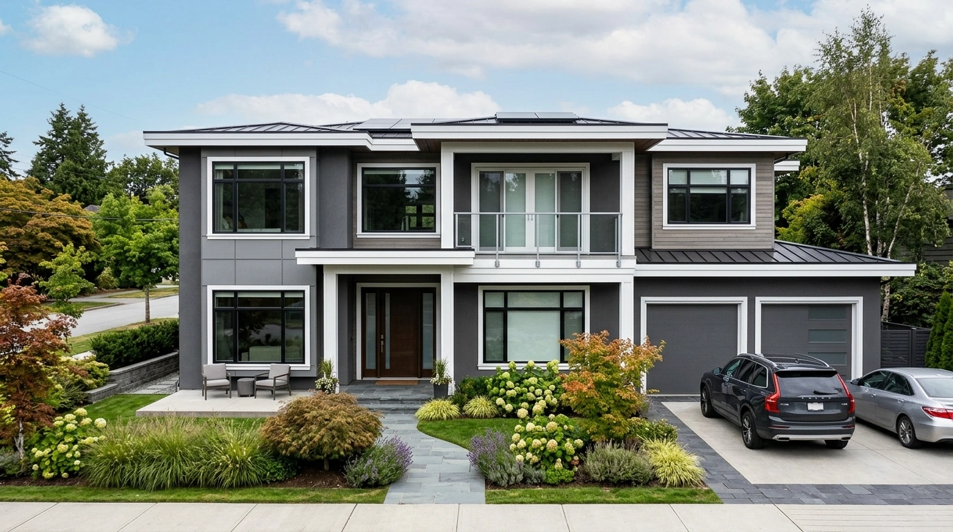 Modern Grey House with White trim