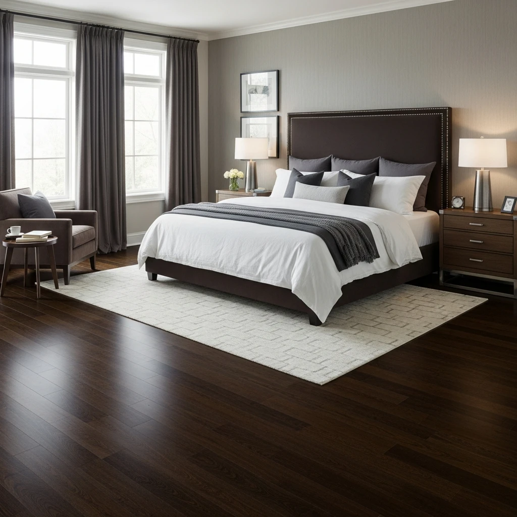 Rich Espresso dark flooring bedroom
