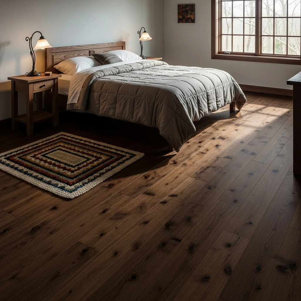 Rustic Walnut Dark Wood Flooring Bedroom