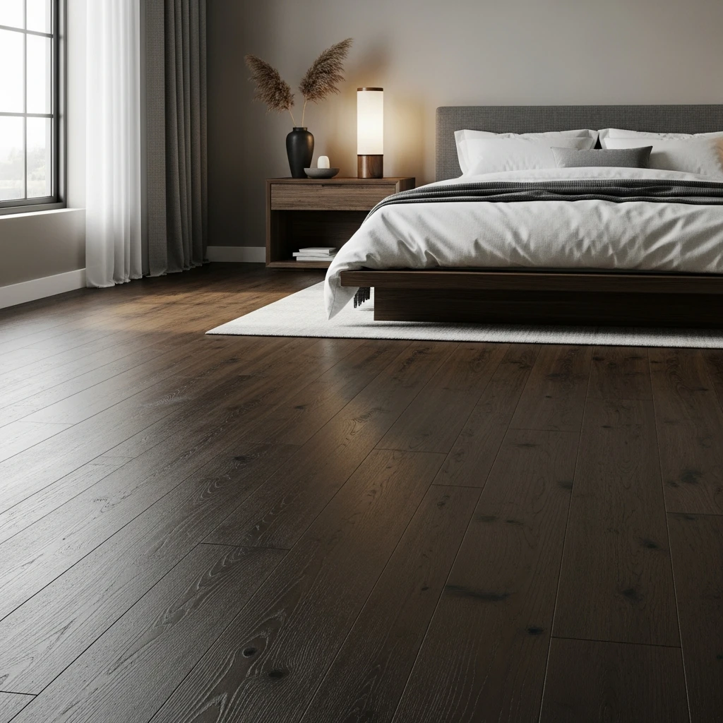 Smoked Oak Dark Wood Flooring Bedroom