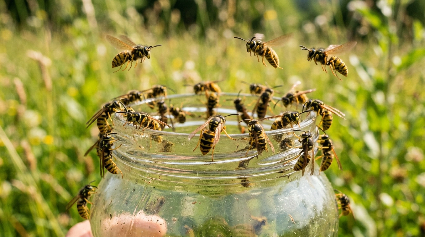 lot of wasp in glass jar