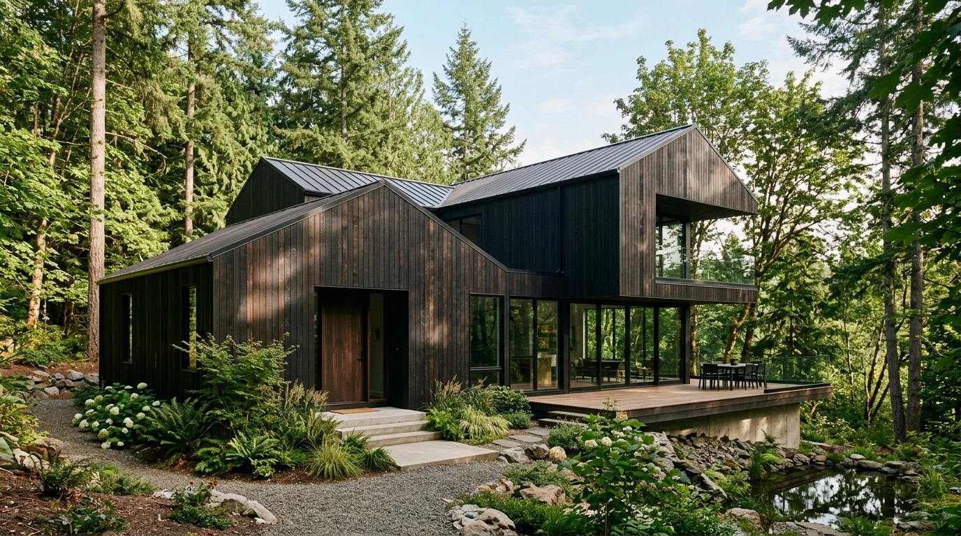 Black House with Thermally Modified Wood Cladding