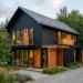 Black House with Wood Accents