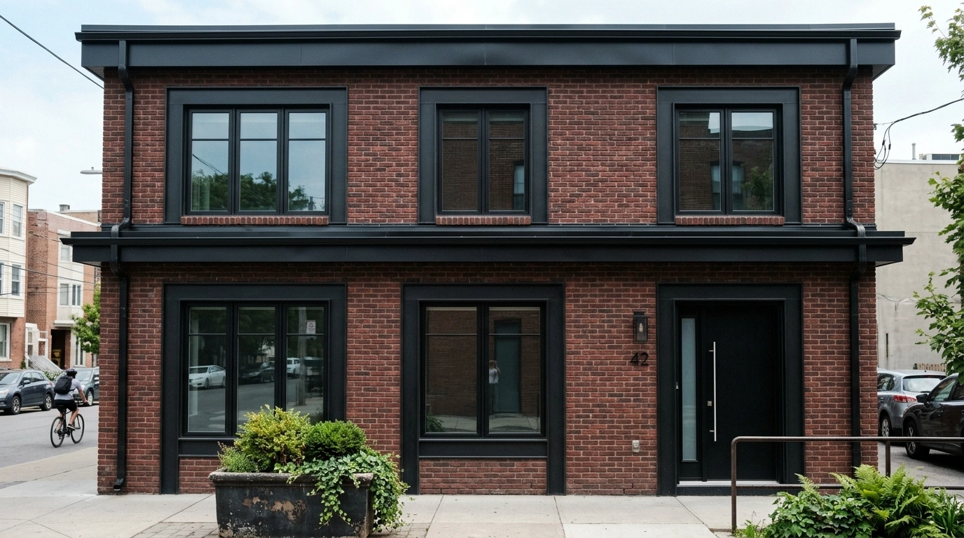 Dark Red Brick Matte Black Trim