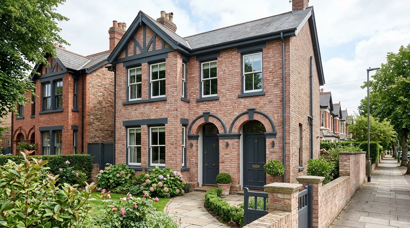 Pale Red Brick with Charcoal Trim Instead of True Black