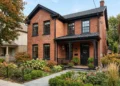 Red Brick House with Black Trim