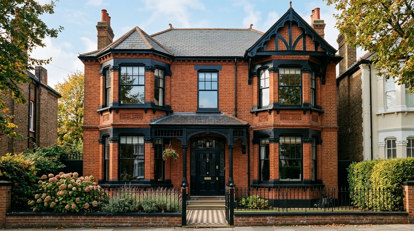 Victorian Red Brick with Gloss Black Trim
